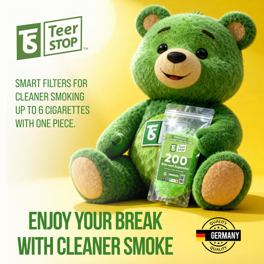 TS Teer STOP Slim 8mm Disposable Cigarette Filters – Pack of 200 with 75 Adapters
