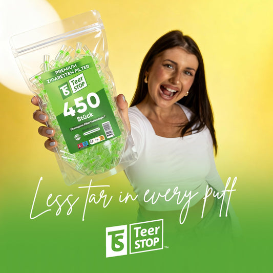 TS Teer STOP 8mm Disposable Cigarette Filters – Tar & Nicotine Reduction, Pack of 450