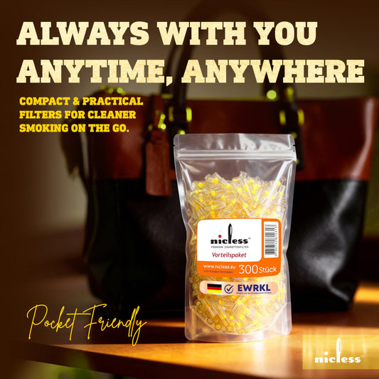 Nicless Premium 8mm Disposable Cigarette Filters – Tar & Nicotine Reduction, Pack of 300