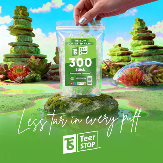 TS Teer STOP 8mm Disposable Cigarette Filters – Tar & Nicotine Reduction, Pack of 300