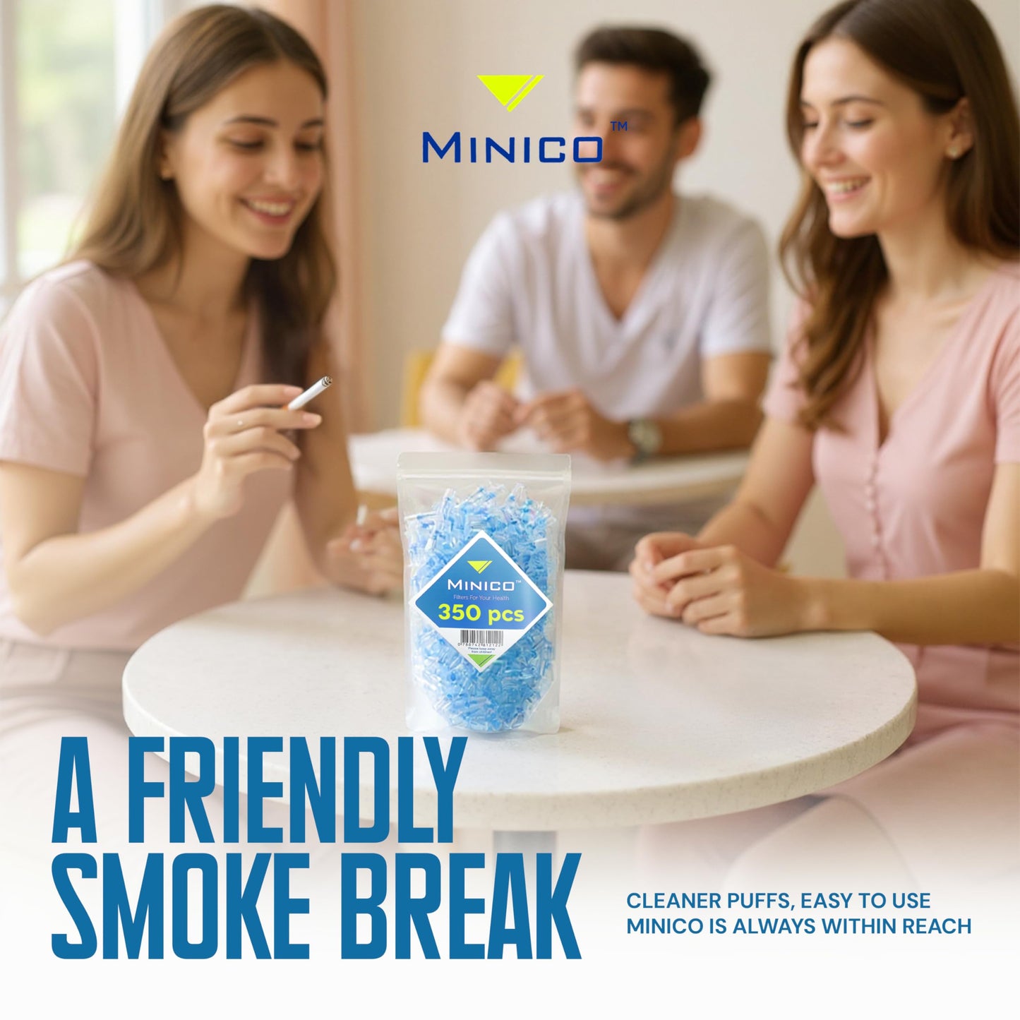 MINICO 8mm Disposable Cigarette Filters – Tar & Nicotine Reduction, Pack of 350