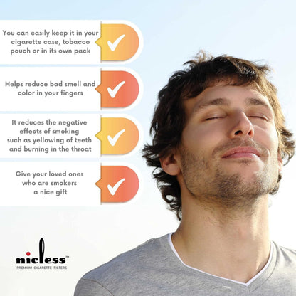 Nicless Premium 8mm Disposable Cigarette Filters – Premium Tar Filtration System for Normal/King Size Cigarettes