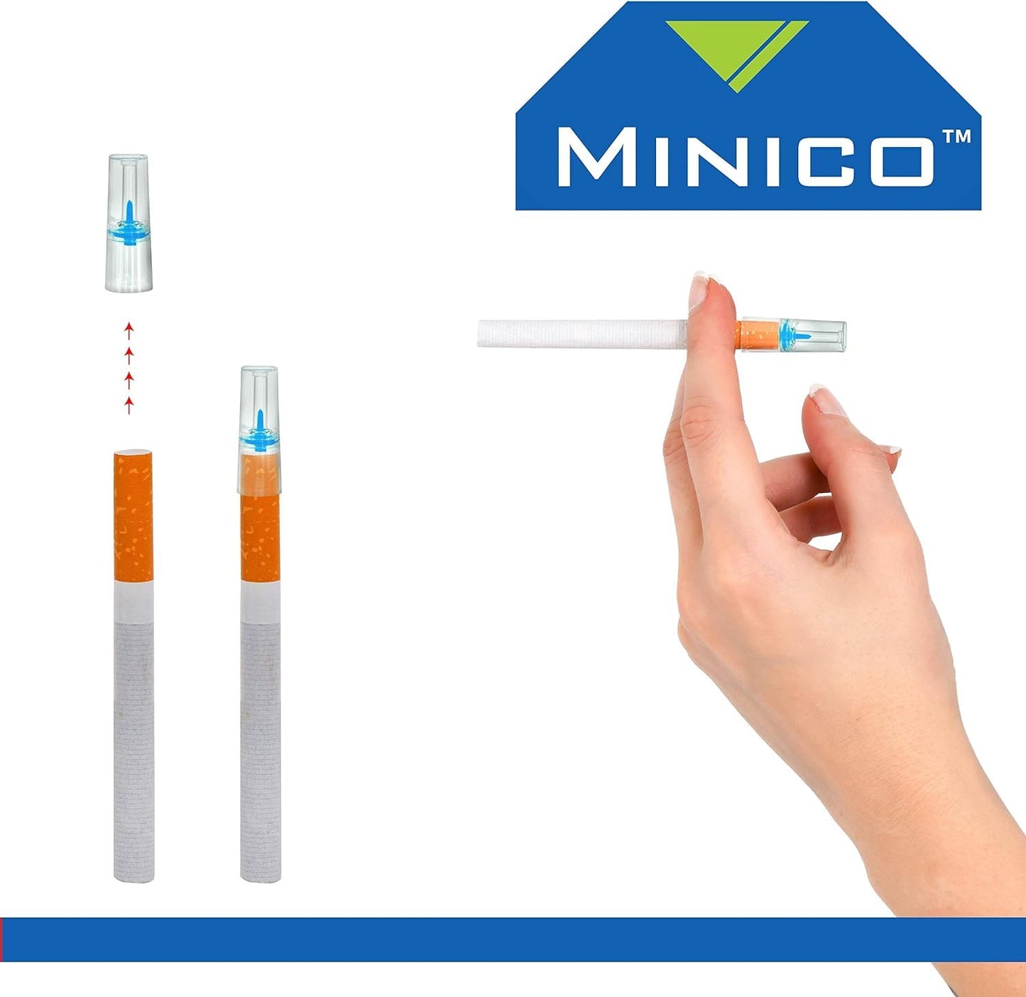 MINICO Slim Smart All-in-One Disposable Cigarette Filters 450 Pieces 5mm, 6mm, 7mm 15x30 Per Box Cigarette Holder Tar and Nicotine Filter for Smoking