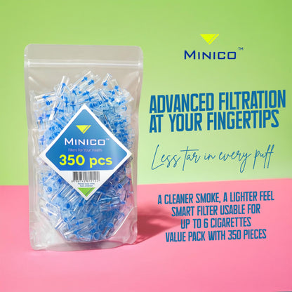 MINICO 8mm Disposable Cigarette Filters – Tar & Nicotine Reduction, Pack of 350