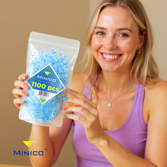 MINICO 8mm Disposable Cigarette Filters – Tar & Nicotine Reduction, Pack of 1100