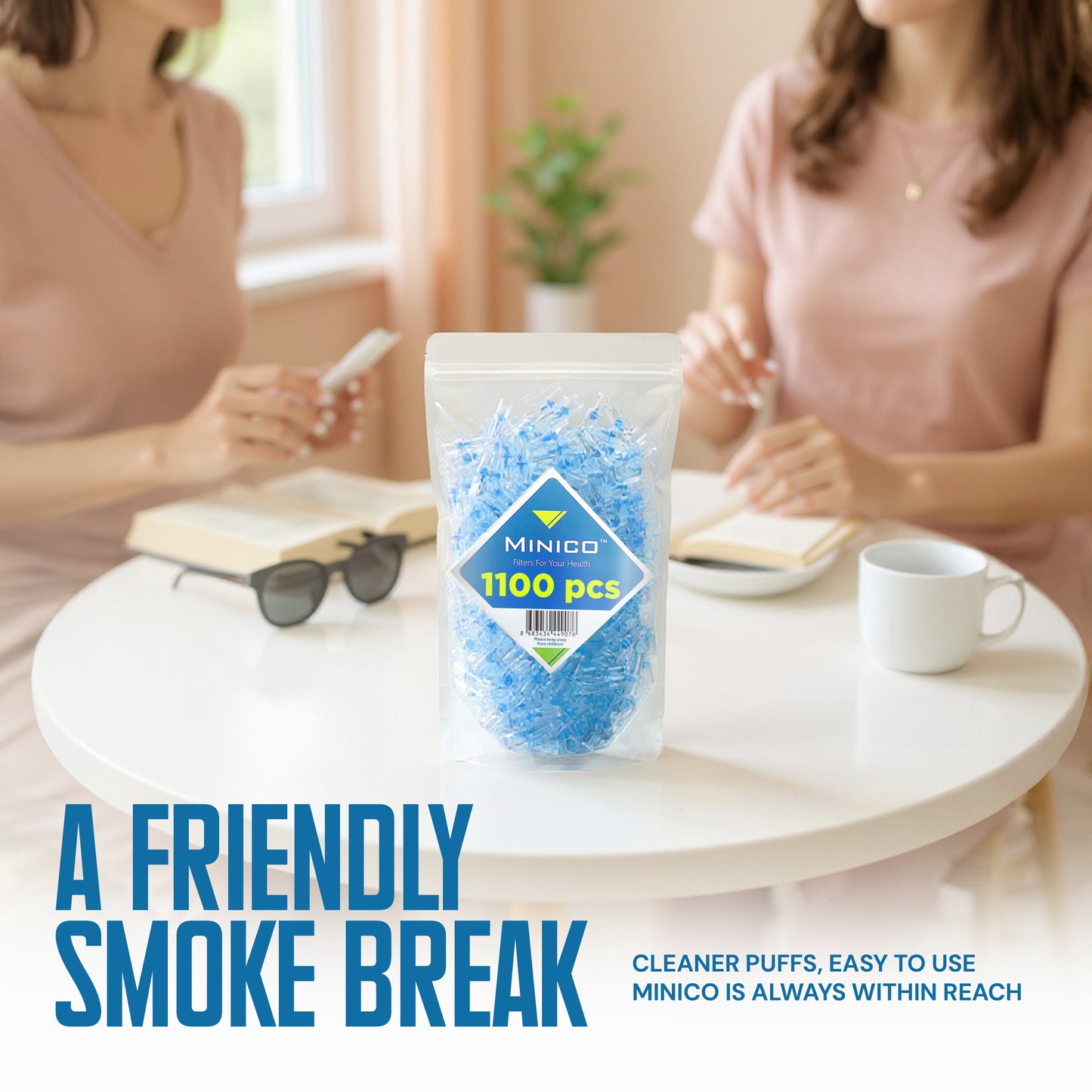 MINICO 8mm Disposable Cigarette Filters – Tar & Nicotine Reduction, Pack of 1100