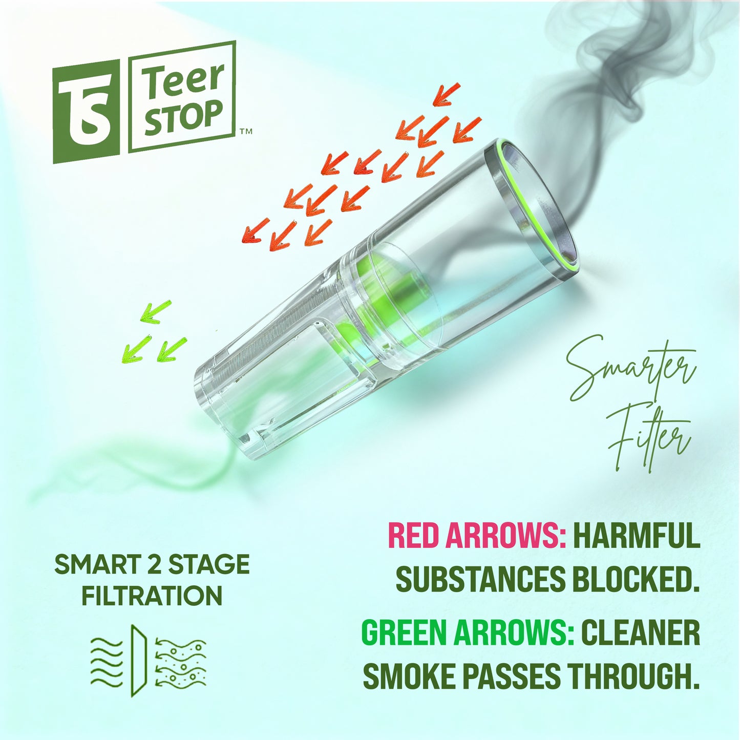 TS Teer STOP Slim 8mm Disposable Cigarette Filters – Pack of 200 with 75 Adapters