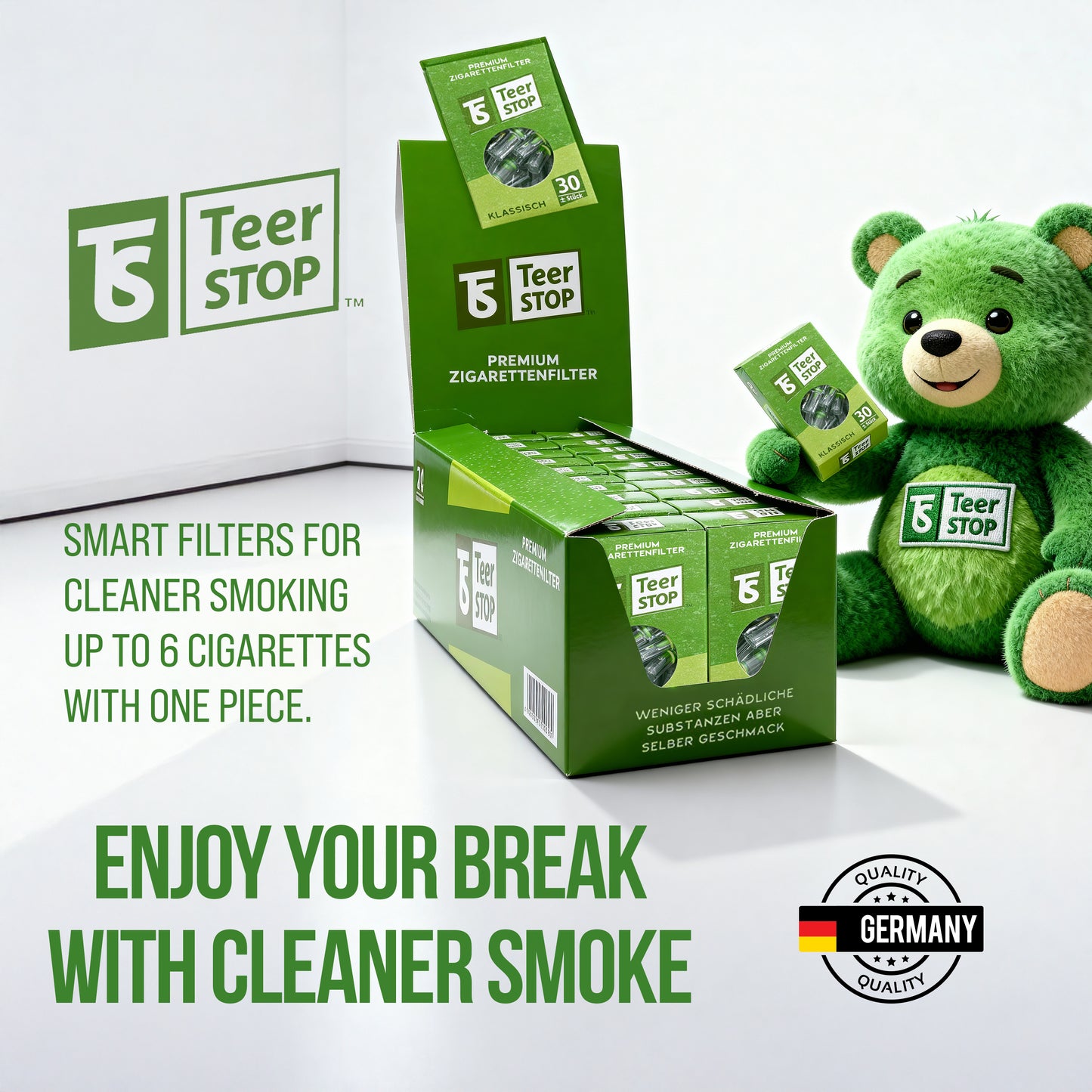 TS Teer STOP 8mm Disposable Cigarette Filters – Pack of 720