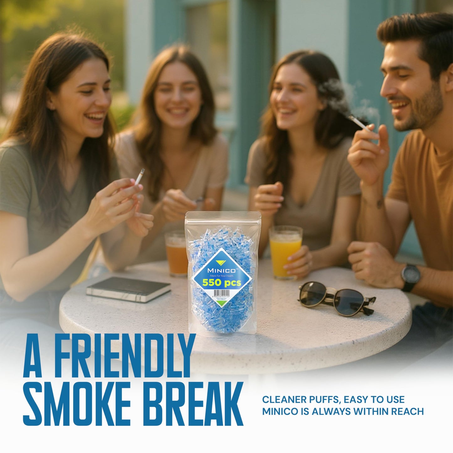 MINICO 8mm Disposable Cigarette Filters – Tar & Nicotine Reduction, Pack of 550MINICO 8mm Disposable Cigarette Filters – Tar & Nicotine Reduction, Pack of 550