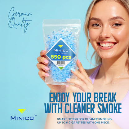 MINICO 8mm Disposable Cigarette Filters – Tar & Nicotine Reduction, Pack of 550MINICO 8mm Disposable Cigarette Filters – Tar & Nicotine Reduction, Pack of 550