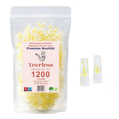 TEERLESS 8mm Disposable Cigarette Filters – Tar & Nicotine Reduction, Pack of 1,200