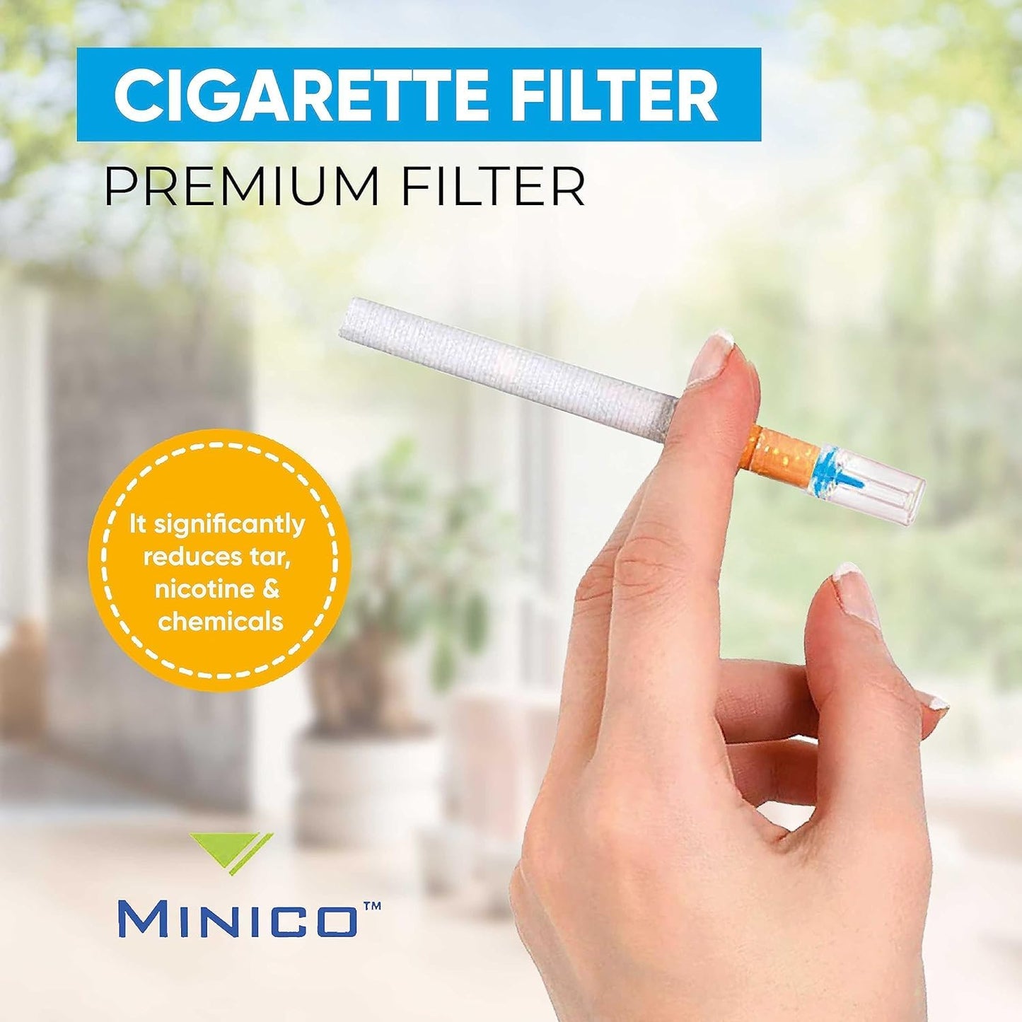 MINICO Cigarette Filters Slim 150 Pieces for Slim & Roll-ups Yellow & Slim Cigarette Filters That Remove Tar and Chemicals Cigarette Holder | Cigarette Filter Tips - Slim Cigarette Case Compatible