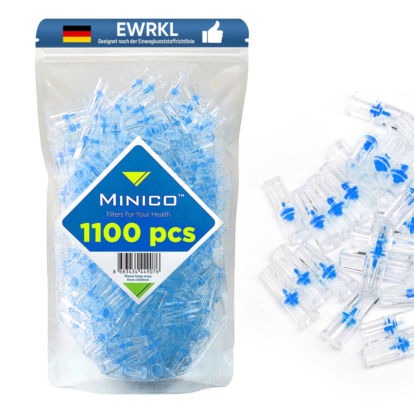 MINICO 8mm Disposable Cigarette Filters – Tar & Nicotine Reduction, Pack of 1100