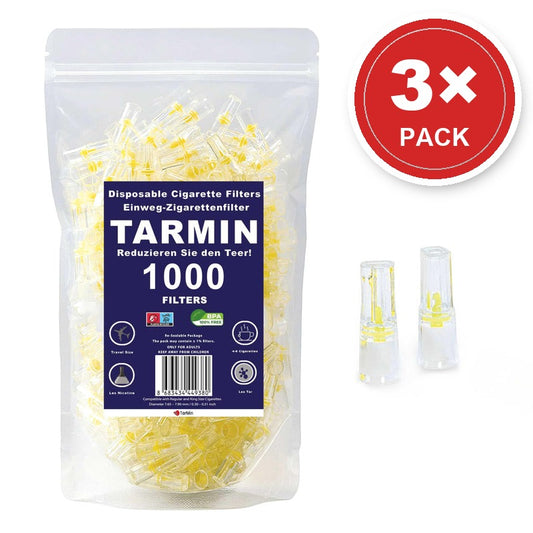 Tarmin 8mm disposable cigarette filters, 3-pack of 1,000 (3,000 filters)