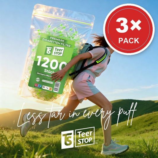 TS Teer STOP 8mm disposable cigarette filters, 3-pack of 1,200 (3,600 filters)