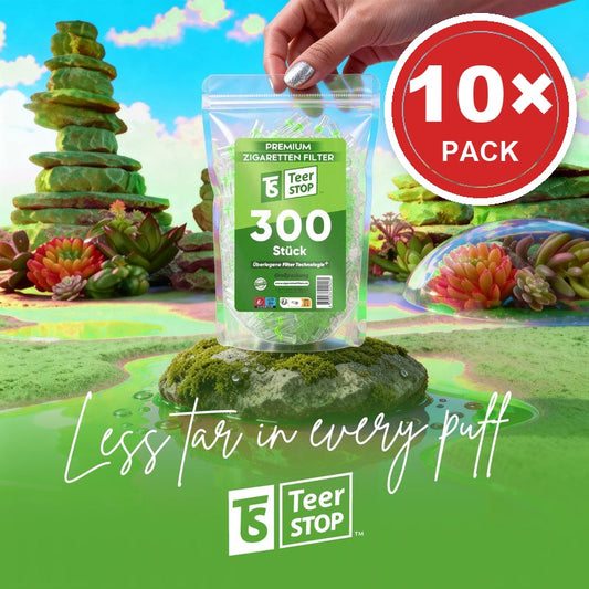 TS Teer STOP 8mm disposable cigarette filters, 10-pack of 300 (3,000 filters)
